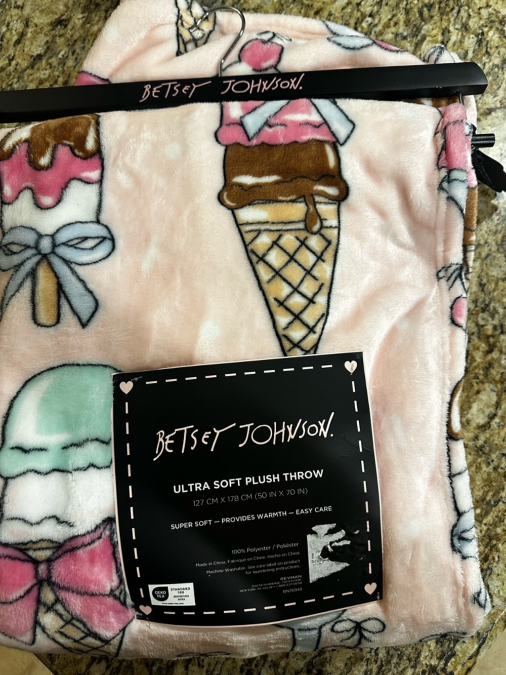 Betsey Johnson Pink Ice Cream & Popsicle Plush Throw